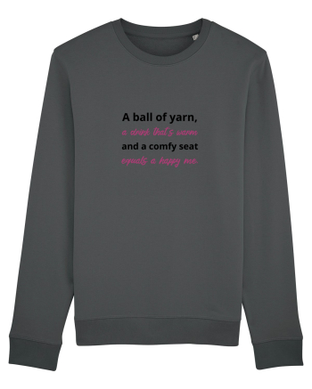 Yarn, Drink, Seat, Happy (negru si roz) Anthracite