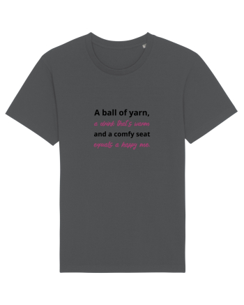 Yarn, Drink, Seat, Happy (negru si roz) Anthracite