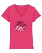 Social Distancing Queen Tricou mânecă scurtă guler V Damă Evoker