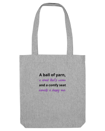 Yarn, Drink, Seat, Happy (negru si mov) Heather Grey