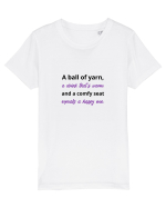 Yarn, Drink, Seat, Happy (negru si mov) Tricou mânecă scurtă  Copii Mini Creator