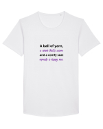 Yarn, Drink, Seat, Happy (negru si mov) Tricou mânecă scurtă guler larg Bărbat Skater