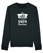 This Witch can be bribed with yarn and chocolate. (alb) Bluză mânecă lungă Unisex Rise