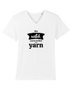 This Witch can be bribed with yarn. Tricou mânecă scurtă guler V Bărbat Presenter