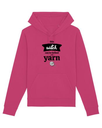 This Witch can be bribed with yarn. (ghem alb) Raspberry