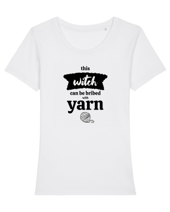 This Witch can be bribed with yarn. (ghem alb) White