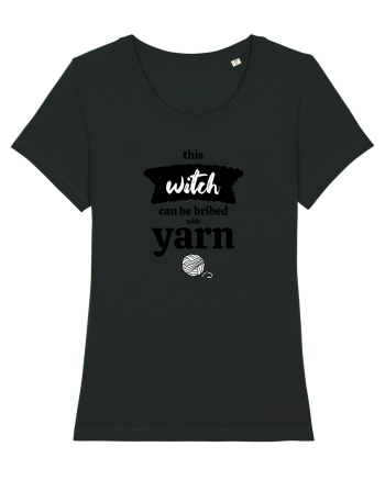 This Witch can be bribed with yarn. (ghem alb) Black