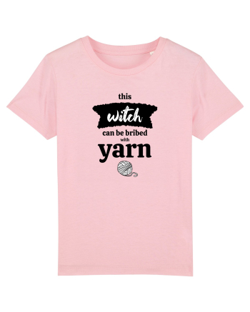 This Witch can be bribed with yarn. (ghem alb) Cotton Pink