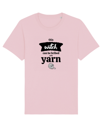 This Witch can be bribed with yarn. (ghem alb) Cotton Pink