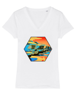 Masina Retro Vintage Tricou mânecă scurtă guler V Damă Evoker