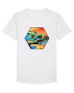 Masina Retro Vintage Tricou mânecă scurtă guler larg Bărbat Skater