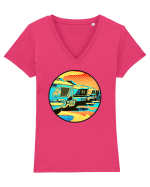 Masina Retro Vintage Tricou mânecă scurtă guler V Damă Evoker
