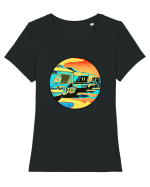 Masina Retro Vintage Tricou mânecă scurtă guler larg fitted Damă Expresser