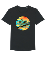 Masina Retro Vintage Tricou mânecă scurtă guler larg Bărbat Skater