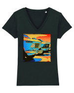 Masina Retro Vintage Tricou mânecă scurtă guler V Damă Evoker