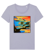 Masina Retro Vintage Tricou mânecă scurtă guler larg fitted Damă Expresser