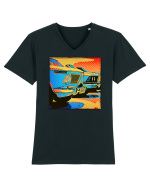 Masina Retro Vintage Tricou mânecă scurtă guler V Bărbat Presenter