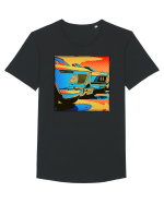 Masina Retro Vintage Tricou mânecă scurtă guler larg Bărbat Skater