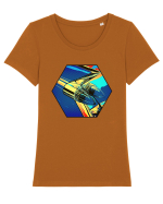 Masina Retro Vintage Tricou mânecă scurtă guler larg fitted Damă Expresser