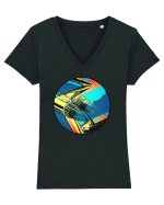 Masina Retro Vintage Tricou mânecă scurtă guler V Damă Evoker