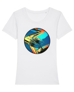 Masina Retro Vintage Tricou mânecă scurtă guler larg fitted Damă Expresser
