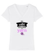 This Witch can be bribed with yarn. (ghem roz) Tricou mânecă scurtă guler V Damă Evoker