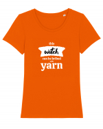 This Witch can be bribed with yarn. (alb) Tricou mânecă scurtă guler larg fitted Damă Expresser