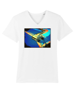 Masina Retro Vintage Tricou mânecă scurtă guler V Bărbat Presenter