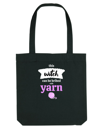 This Witch can be bribed with yarn. (ghem roz si alb) Black