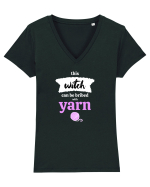 This Witch can be bribed with yarn. (ghem roz si alb) Tricou mânecă scurtă guler V Damă Evoker