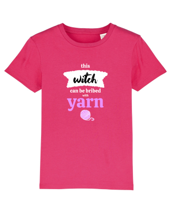 This Witch can be bribed with yarn. (ghem roz si alb) Raspberry