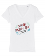 Social Distancing Training Tricou mânecă scurtă guler V Damă Evoker