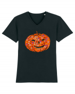 Emoji Pumpkin Jack O Lantern Tricou mânecă scurtă guler V Bărbat Presenter