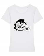 Halloween Best Creepy Friends Tricou mânecă scurtă guler larg fitted Damă Expresser