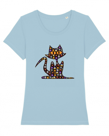 Halloween Emoji Funny Cat Sky Blue