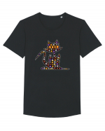 Halloween Emoji Funny Cat Tricou mânecă scurtă guler larg Bărbat Skater