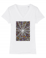 Halloween Emoji Spiderweb Tricou mânecă scurtă guler V Damă Evoker