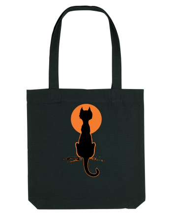 Halloween Moon Cat Black