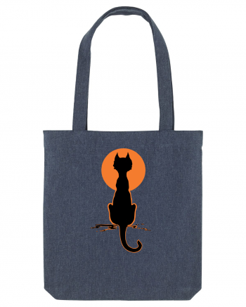 Halloween Moon Cat Midnight Blue