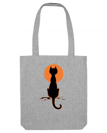 Halloween Moon Cat Heather Grey