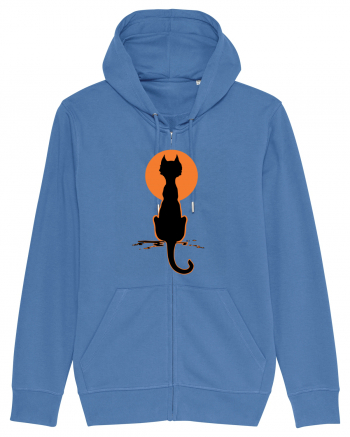 Halloween Moon Cat Bright Blue