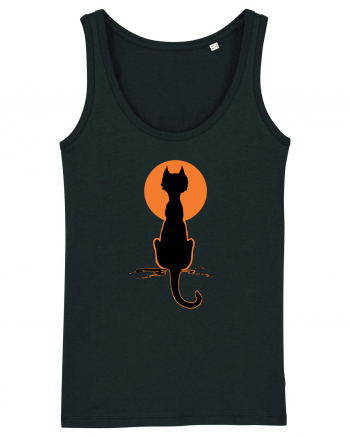 Halloween Moon Cat Black