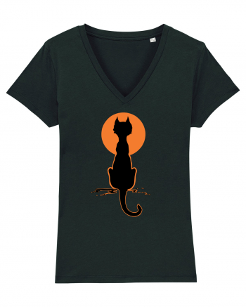 Halloween Moon Cat Black