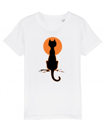 Halloween Moon Cat White