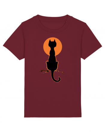 Halloween Moon Cat Burgundy