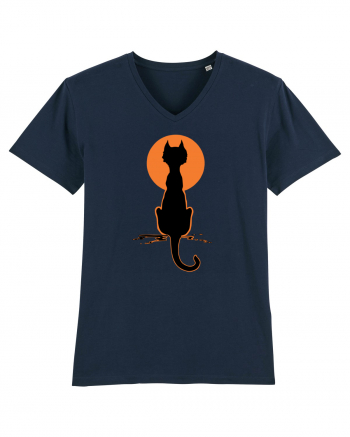 Halloween Moon Cat French Navy