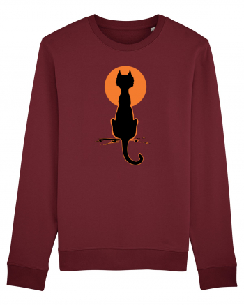 Halloween Moon Cat Burgundy