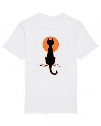 Halloween Moon Cat White