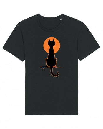 Halloween Moon Cat Black