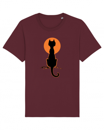 Halloween Moon Cat Burgundy